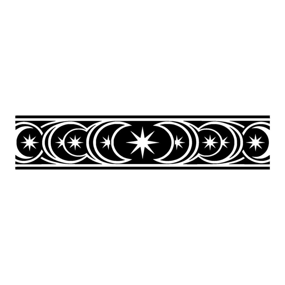 Stylized Celestial Border, Geometric Pattern, Vintage vector