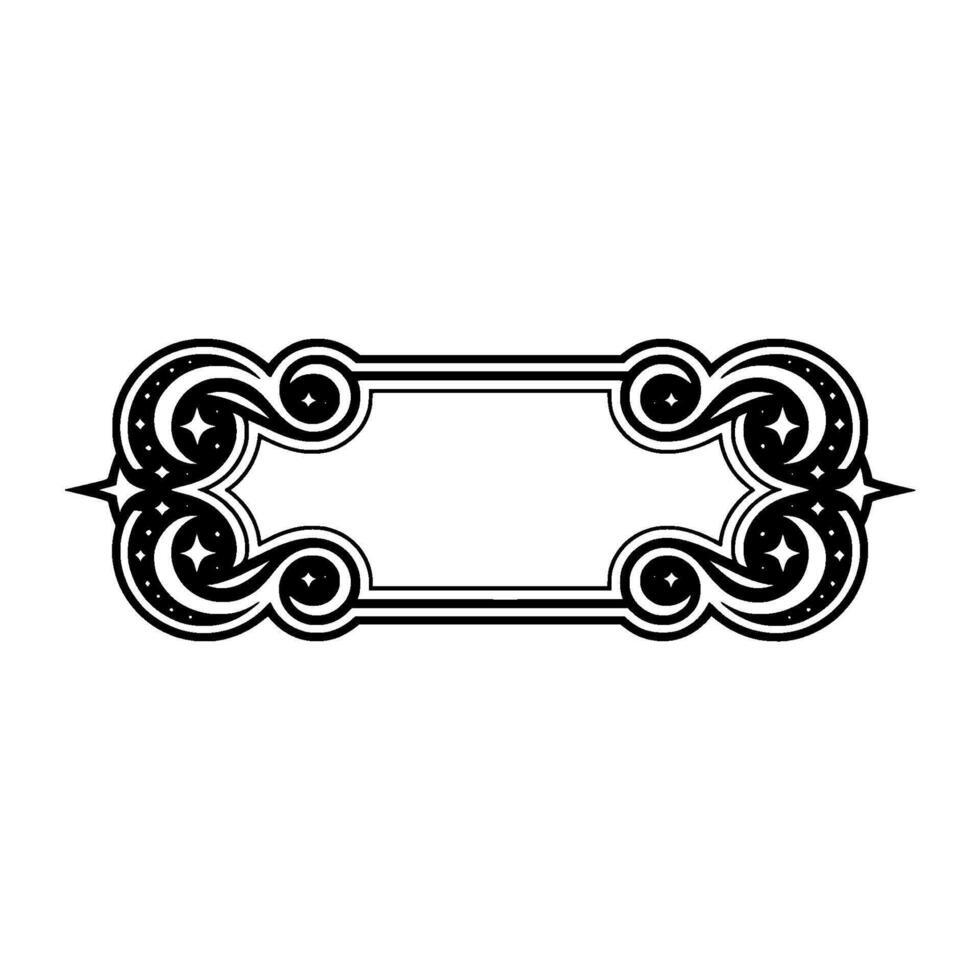 Ornate Black Frame, Starburst Details, Vintage Element vector
