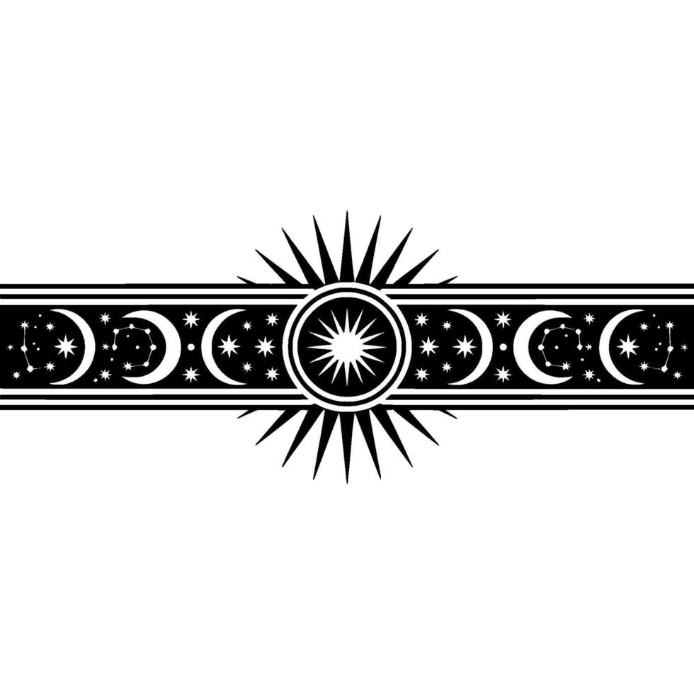 Celestial Cycle, Starry Night, Minimalist vector
