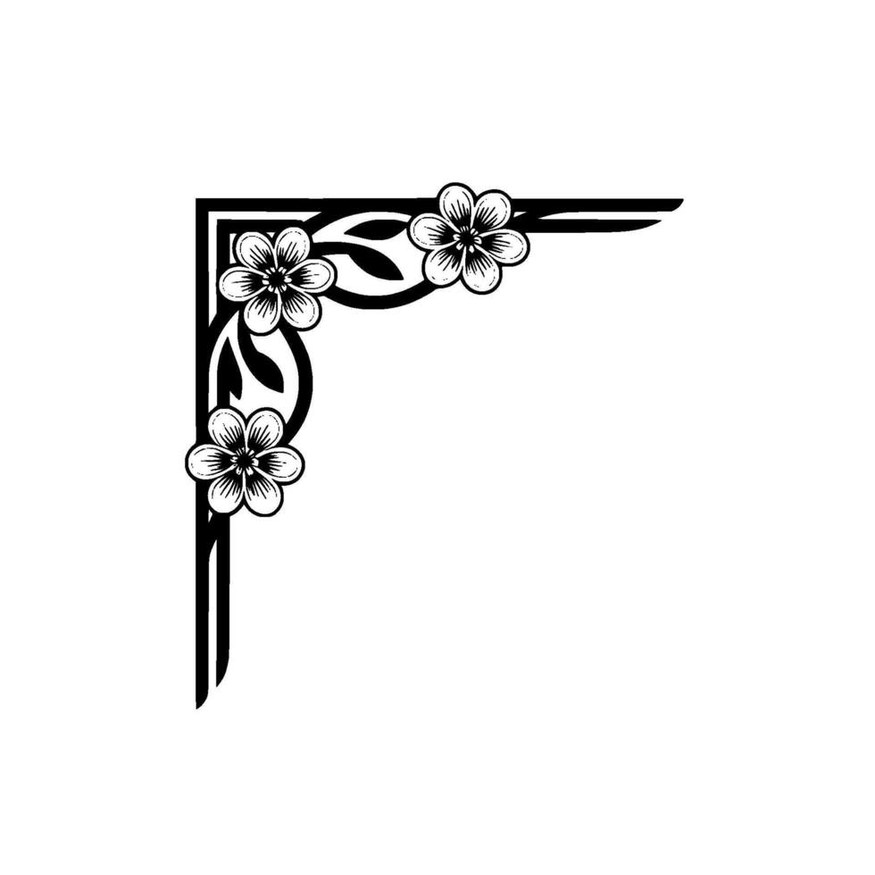 Floral Corner Accent, Elegant Botanical vector