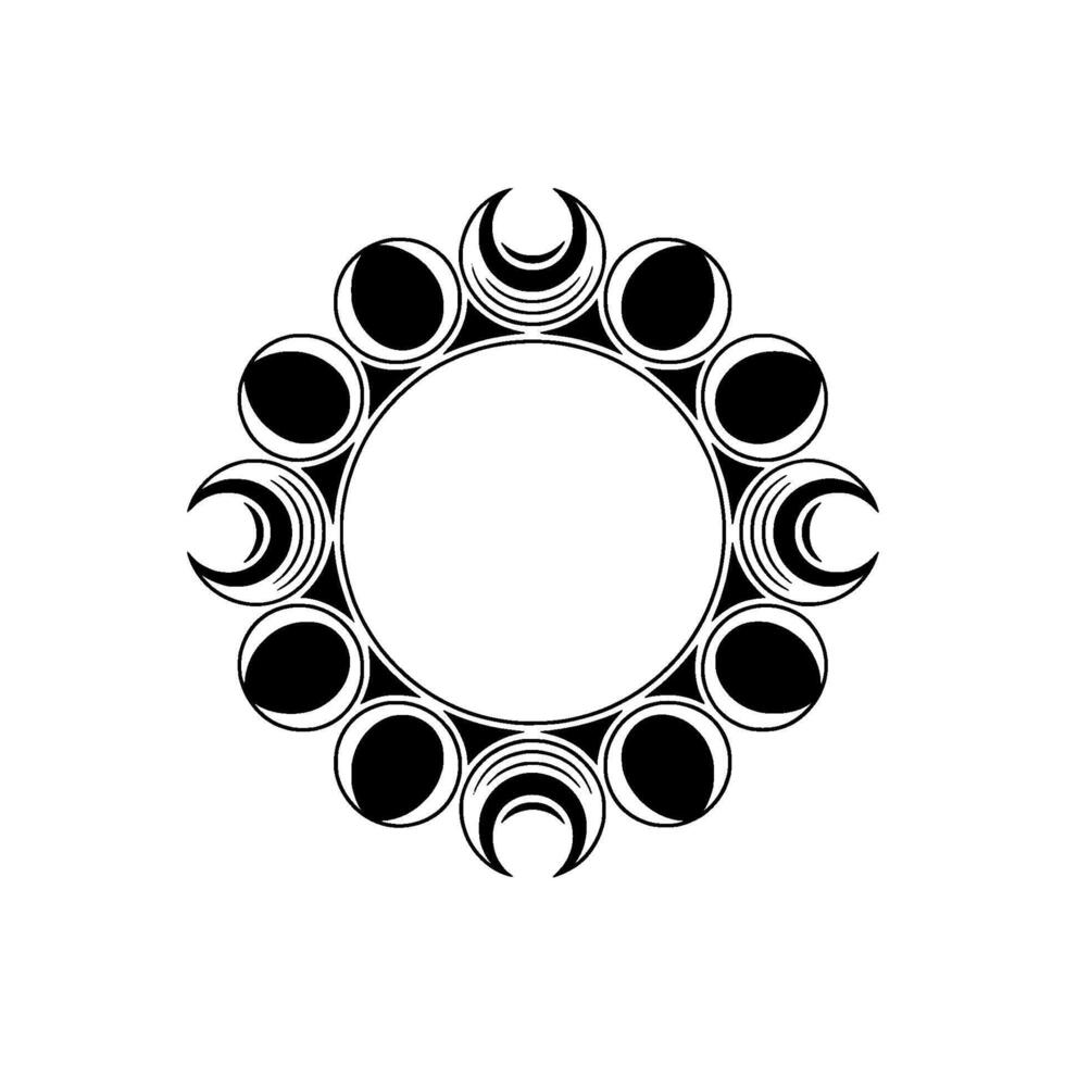 Lunar Cycle Emblem, Minimalist Moon Phases vector