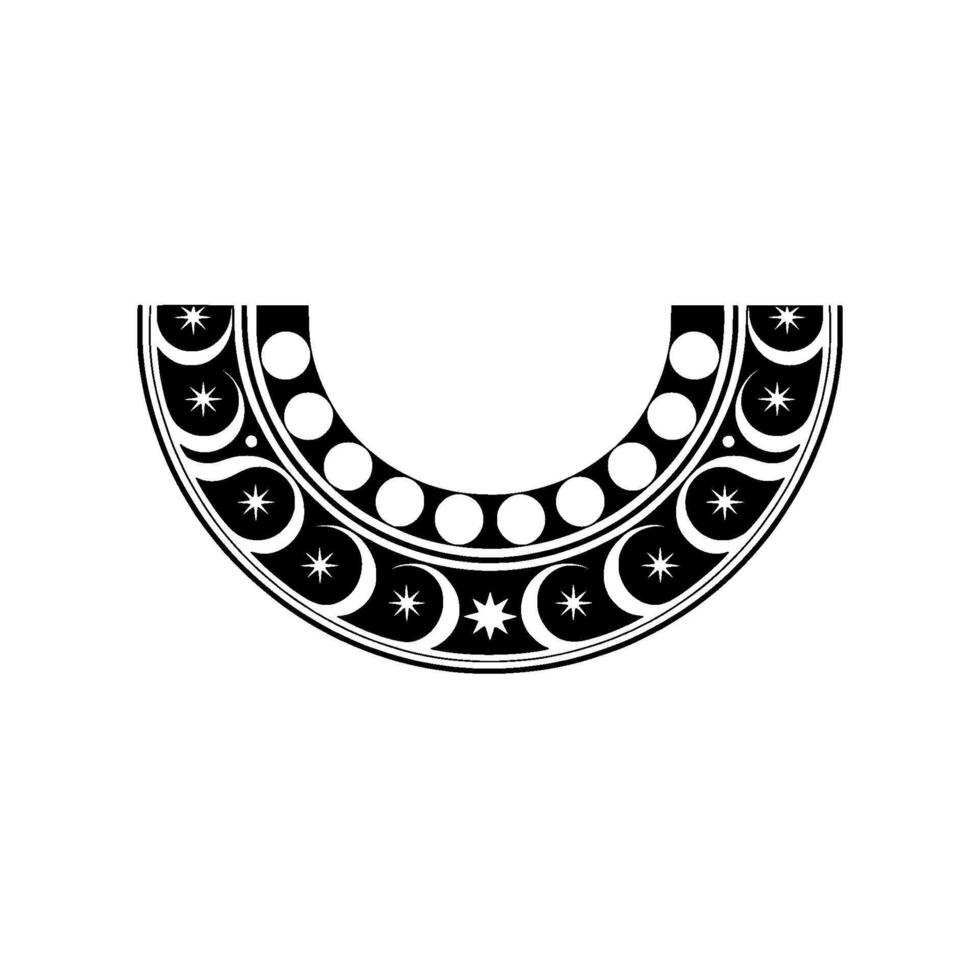 Celestial Crescent Stylized Moon Star Ornament vector