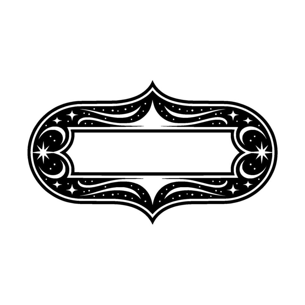 Ornate Black Frame, Starburst Detail, Vintage vector
