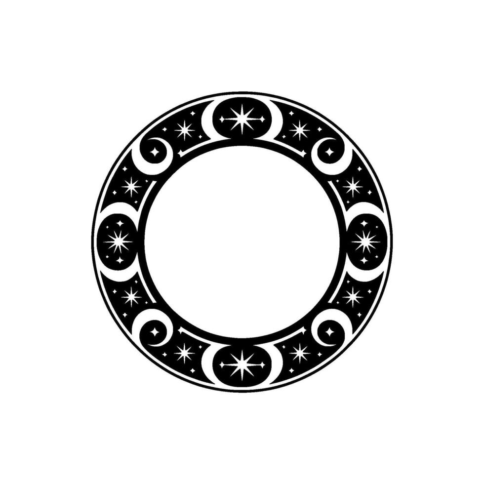 Celestial Circle Mystical Starry Ornament vector
