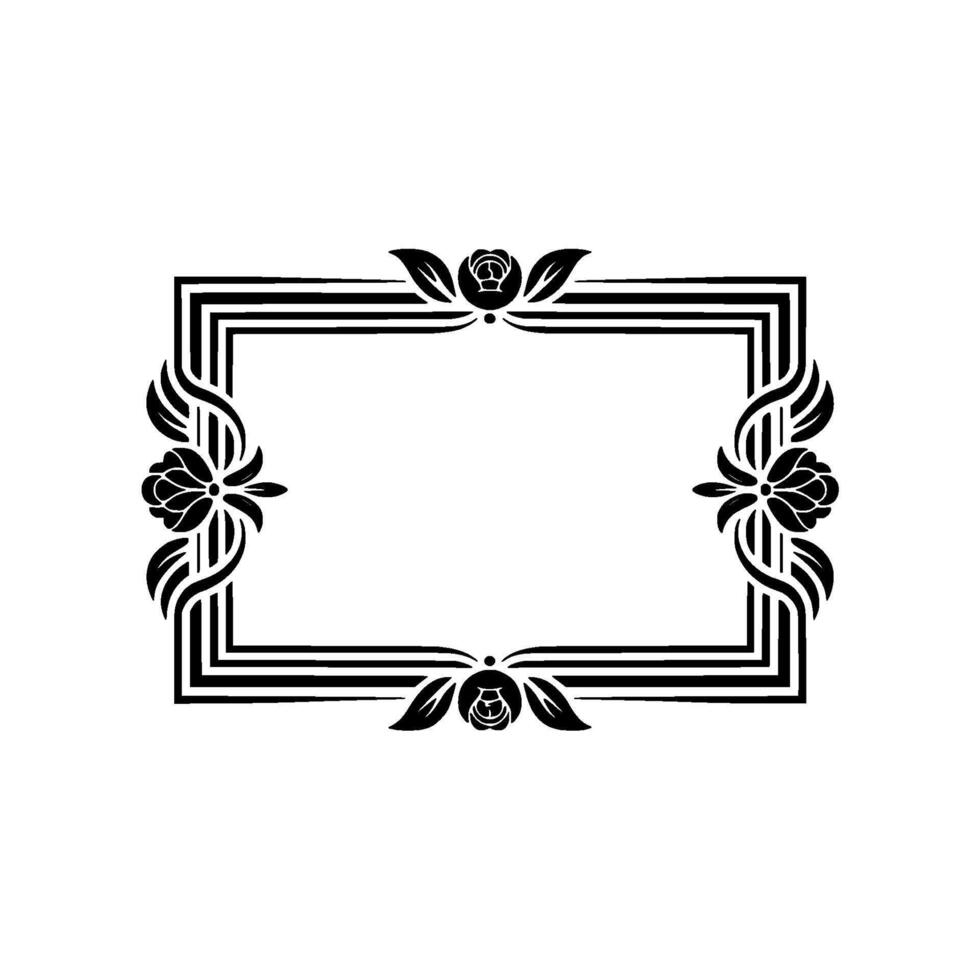 Elegant Floral Frame, Art Deco Style, Vintage vector