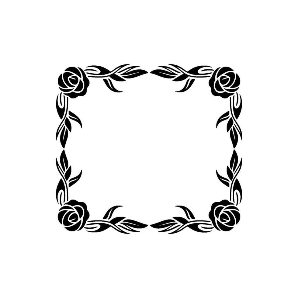 Elegant Black Rose Frame, Vintage Botanical vector