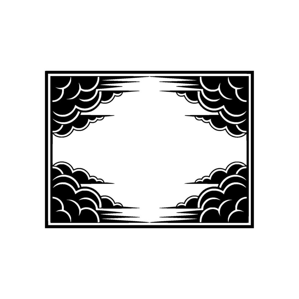 Geometric Cloud Frame, Minimalist , Dramatic Sky vector