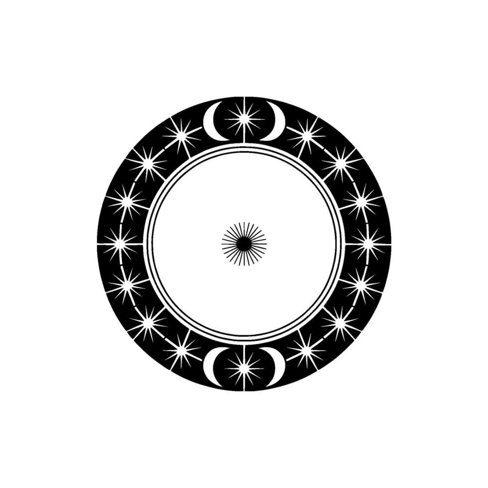 Celestial Circle Lunar Stellar Emblem vector