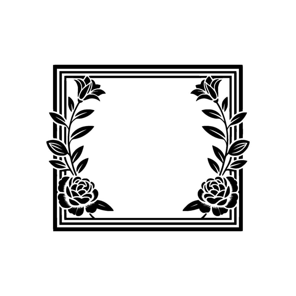 Geometric Floral Frame, Vintage Elegance vector