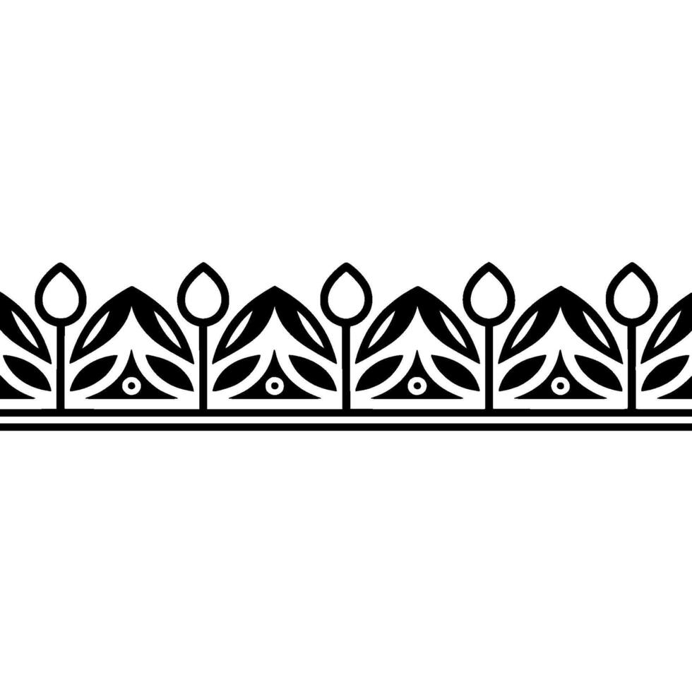 Geometric Botanical Border, Art Deco Style, Floral vector