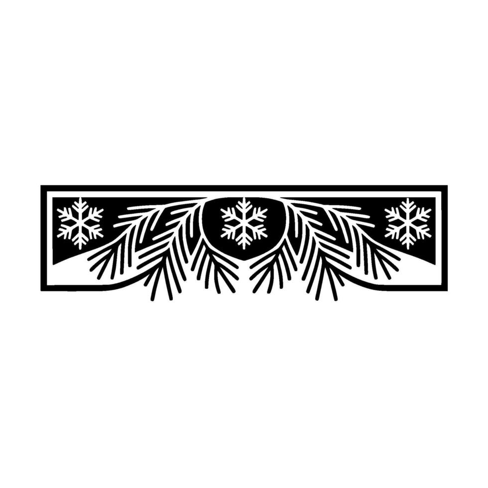 Winter Branch Border, Minimalist Snowflake vector
