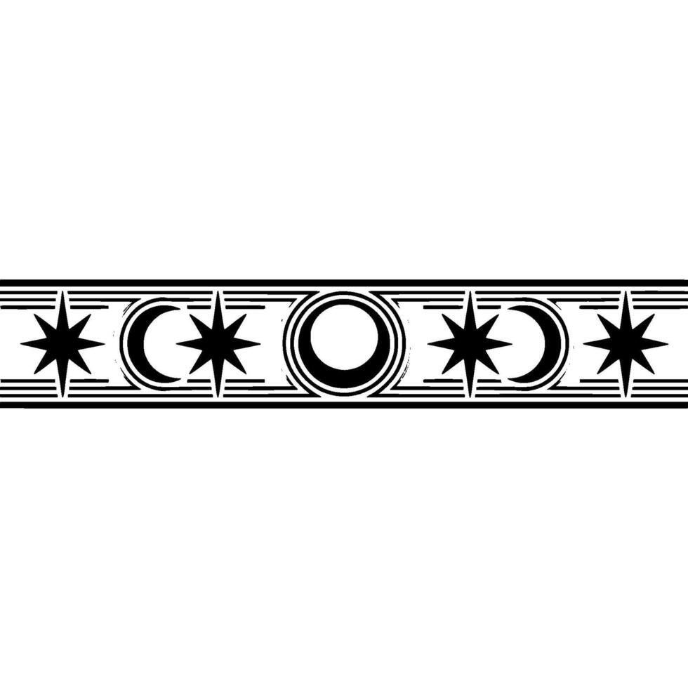 Celestial Border Stylized Moon Star Motif vector