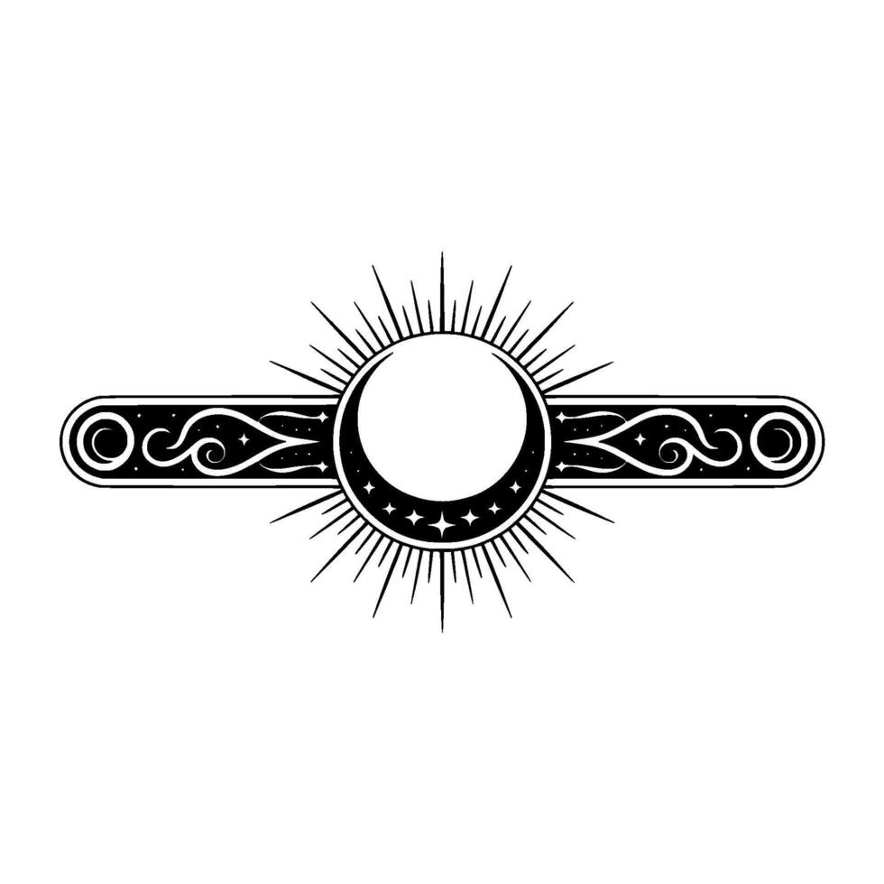 Celestial Emblem Lunar Halo with Intricate Ornamentation vector