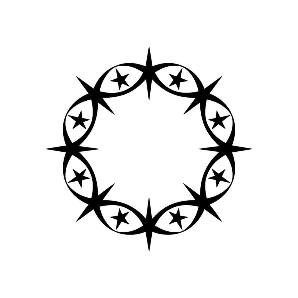Celestial Crown Geometric Star Border, Minimalist vector