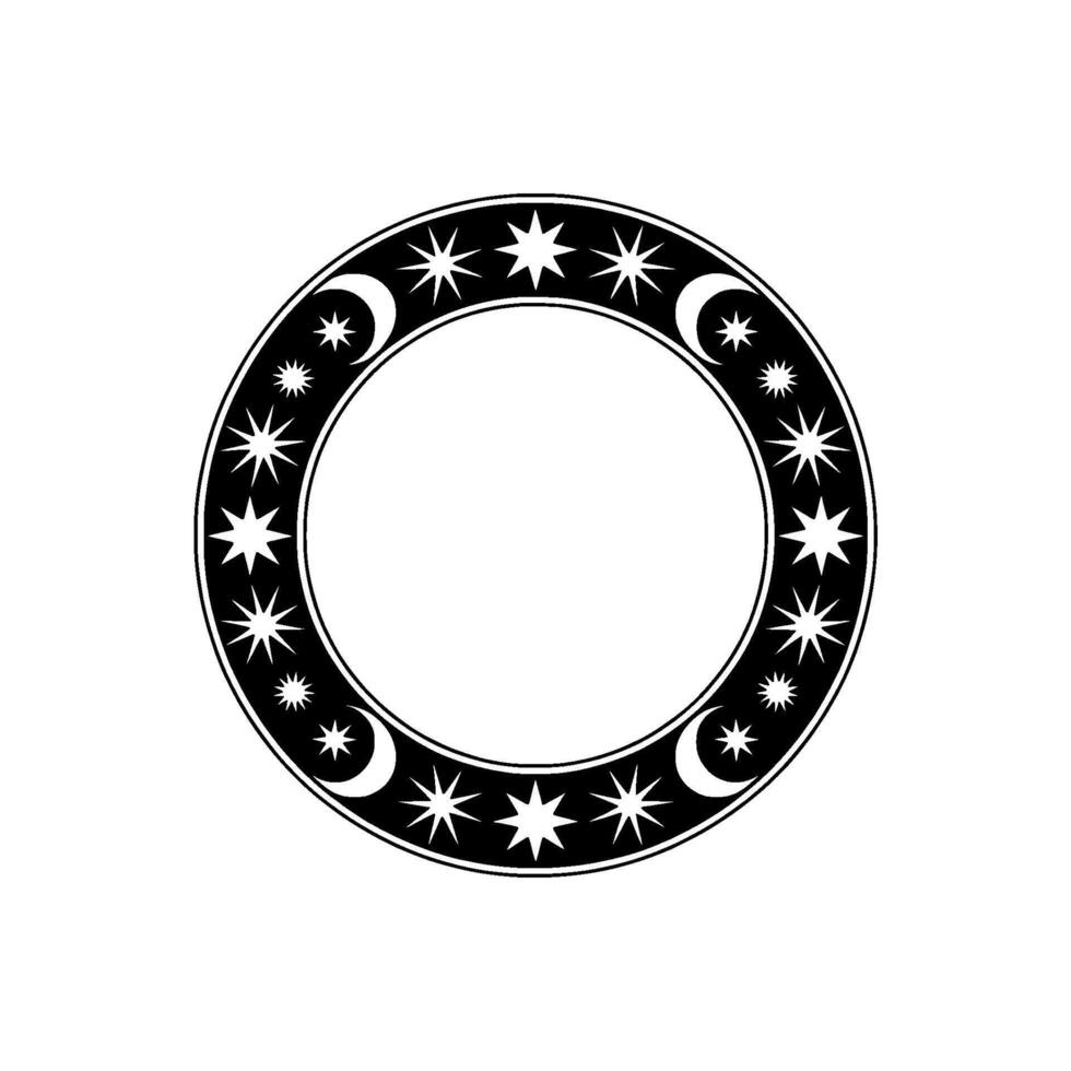 Celestial Circle Lunar Stellar Emblem, Moon vector
