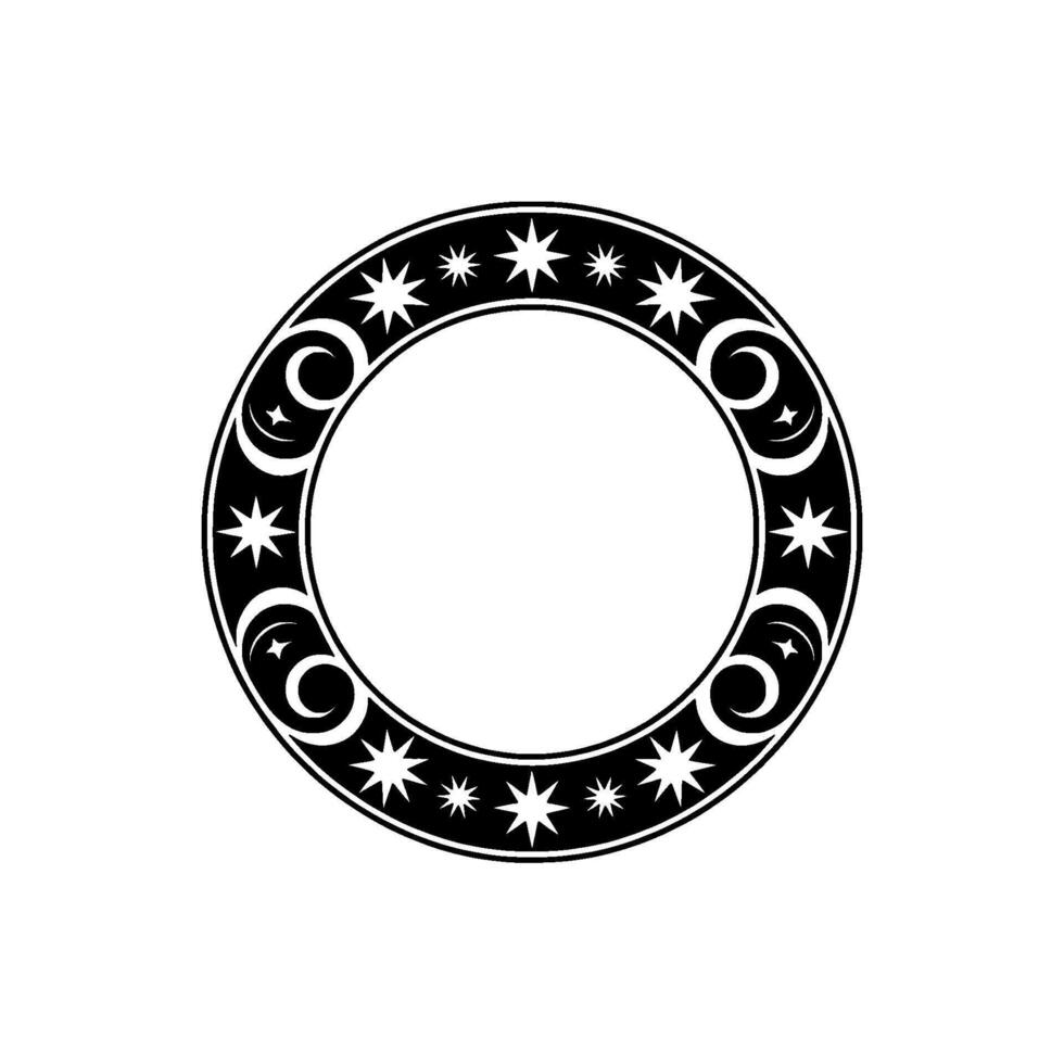 Celestial Circle Stylized Moon Star Ornament vector