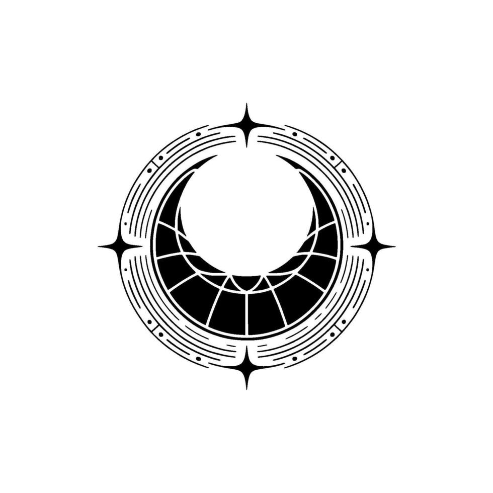 Celestial Emblem Lunar Geometry Starry Detail vector