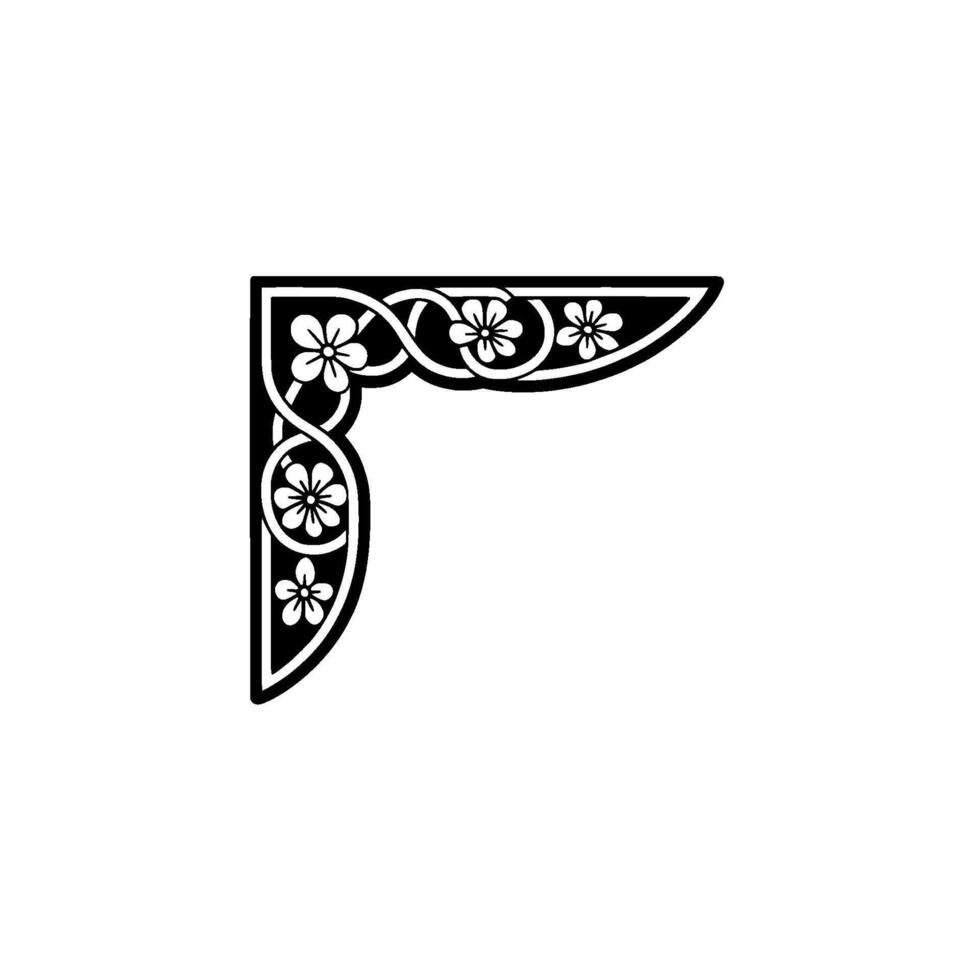 Elegant Floral Corner Accent, Vintage vector