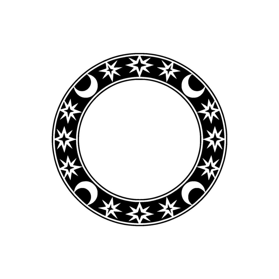 Celestial Circle Lunar Motif, Starry Border, Minimalist vector