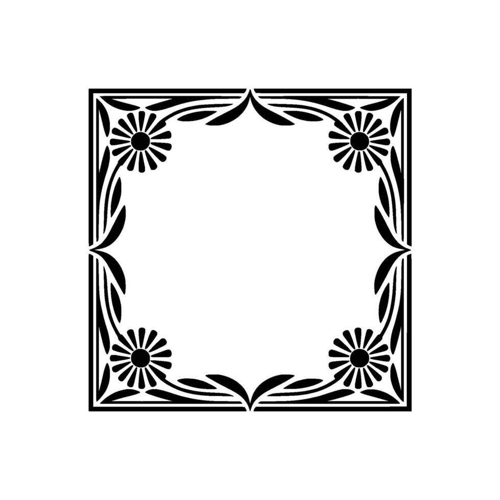 Geometric Floral Frame, Vintage Style, Elegant Border vector