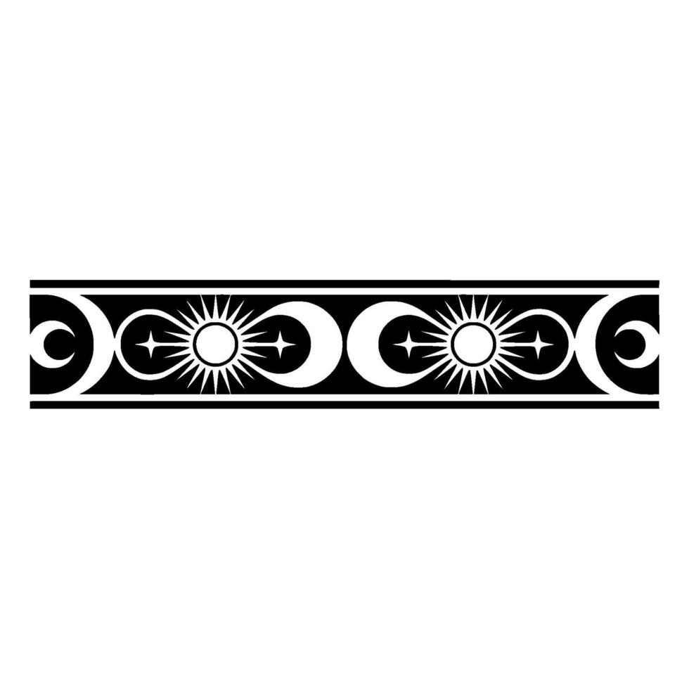 Stylized Crescent Moon Border, Celestial Motif, Vintage vector
