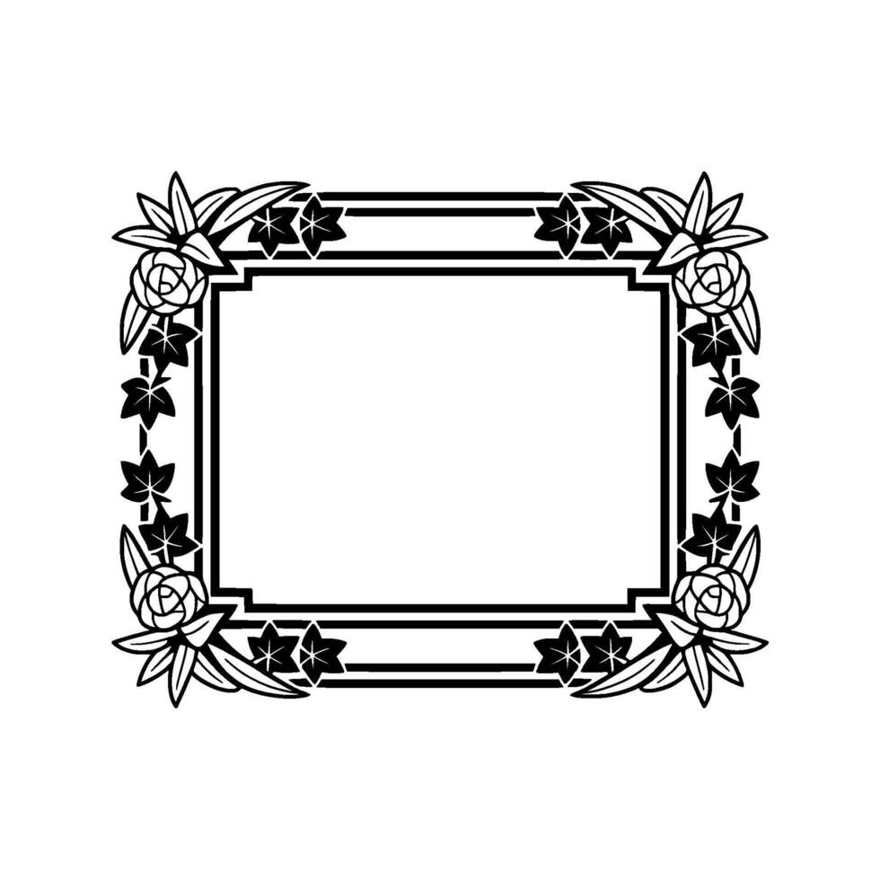 Art Deco Floral Frame,Elegant Border - Geometric vector