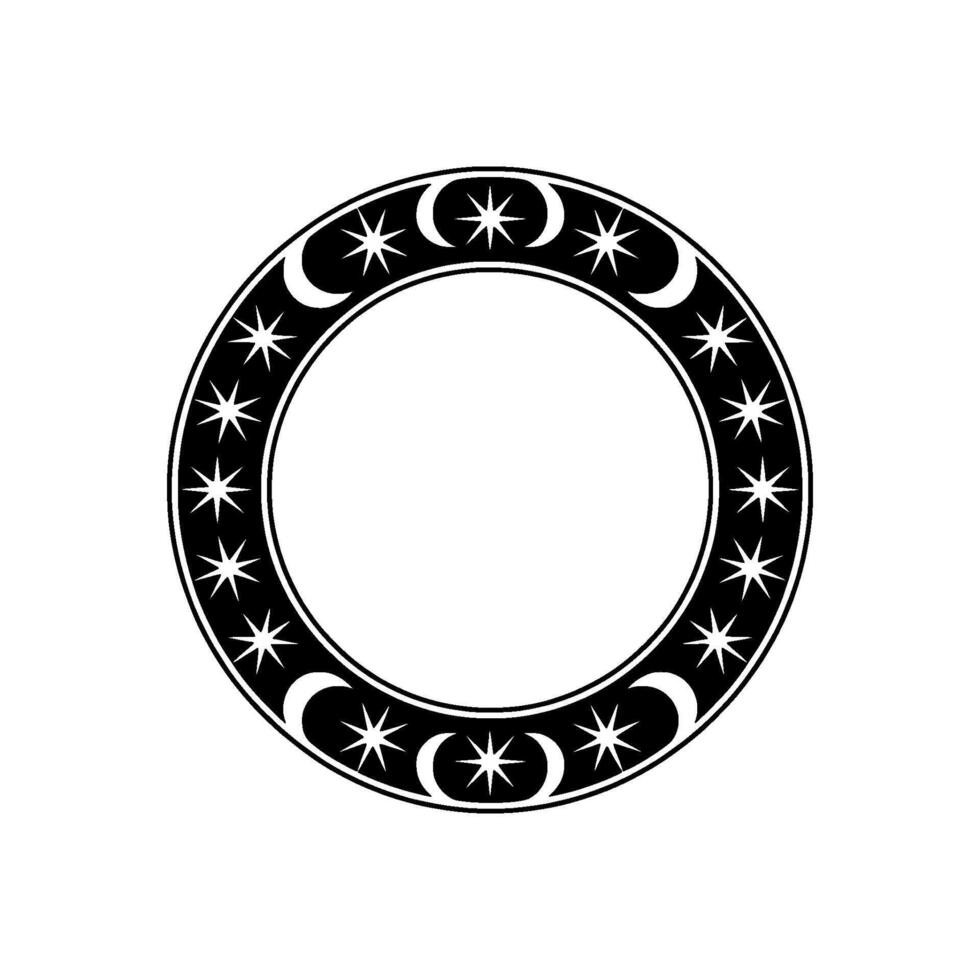 Celestial Circle Lunar Phases Starry Embellishment - Moon vector