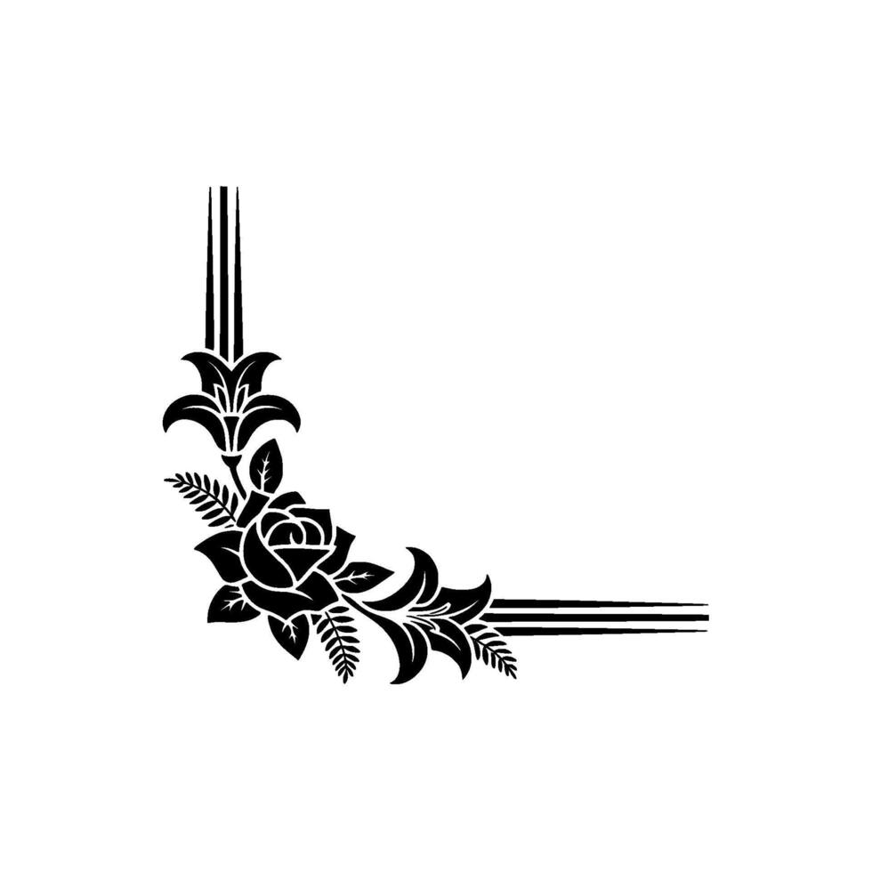 Elegant Floral Corner Element, Vintage Style vector