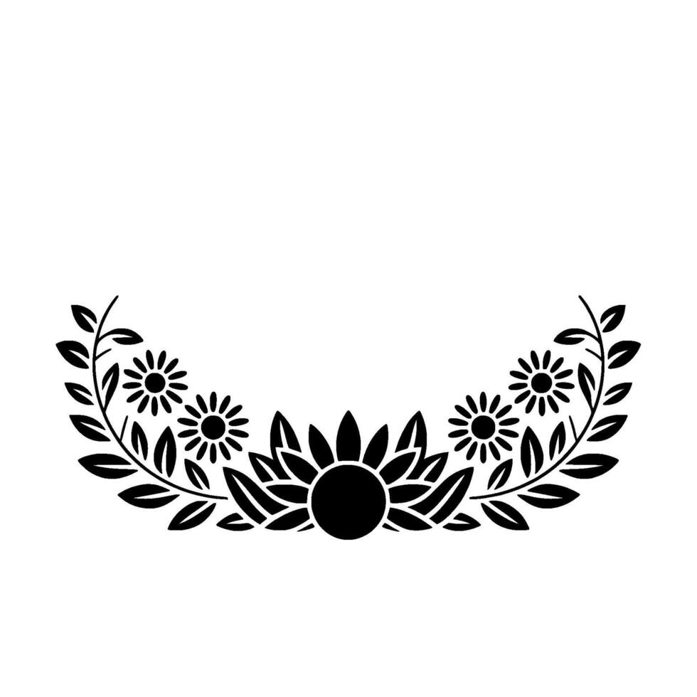 Stylized Floral Wreath, Minimalist - Botanical vector