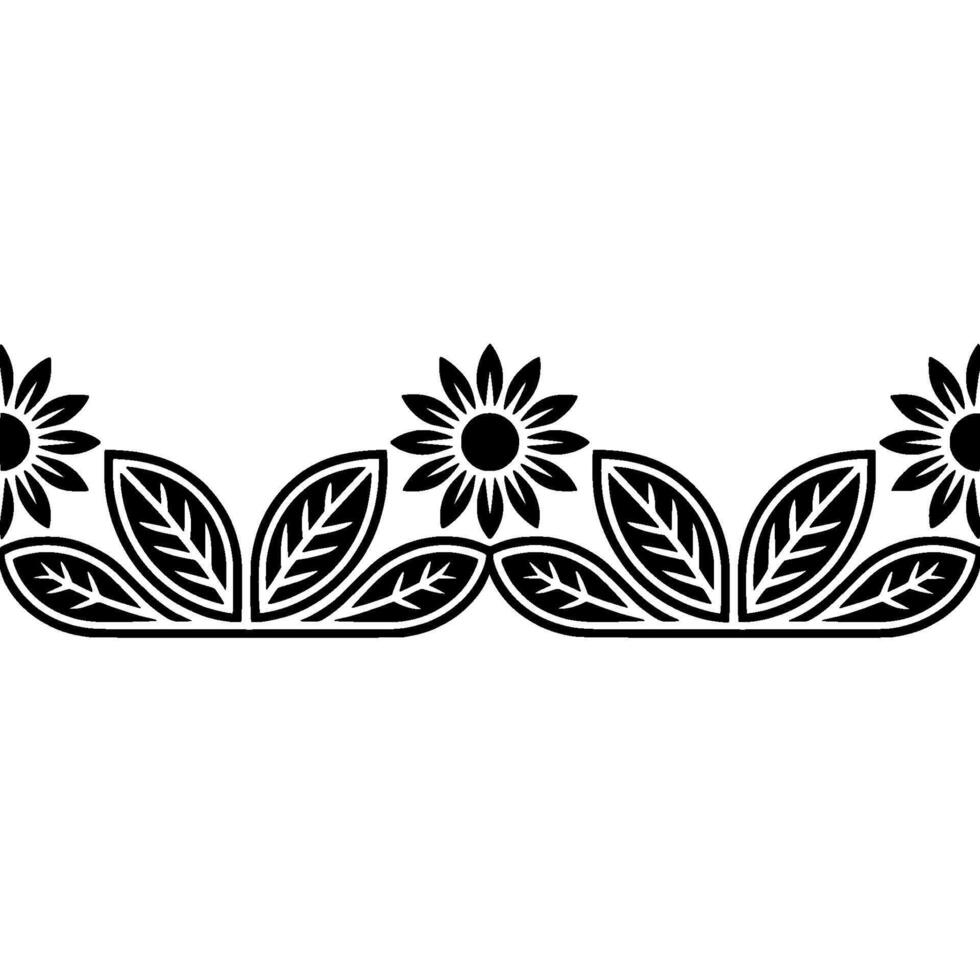 Stylized Floral Border, Vintage Illustration, Decorative Element, Sunflower vector