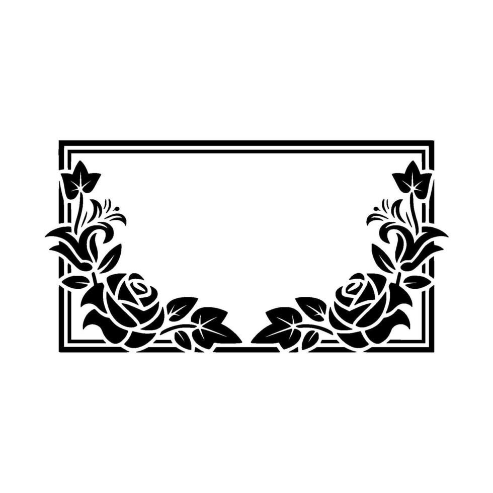 Elegant Floral Frame, Art Deco Style, Vintage, Roses vector