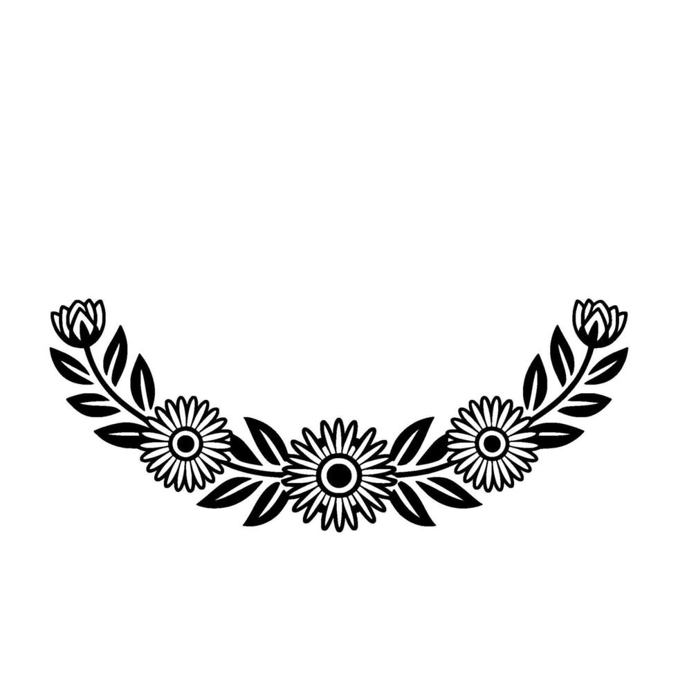 Stylized Floral Wreath, Minimalist, Illustration vector