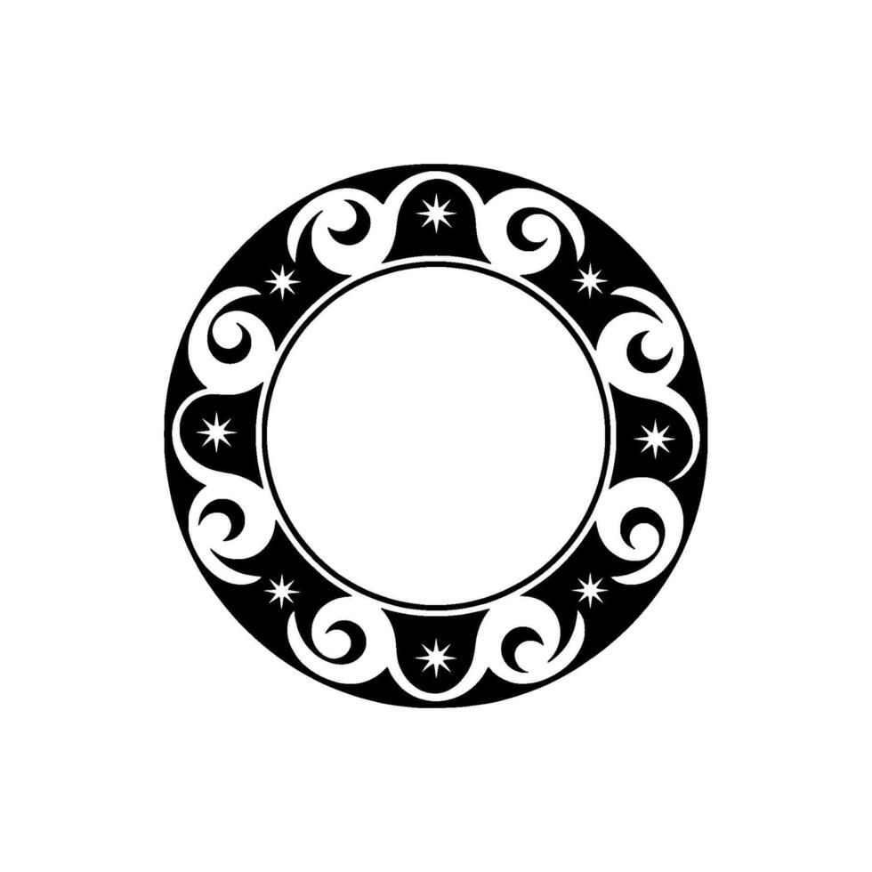 Stylized Tribal Circle Ornament, Vintage vector