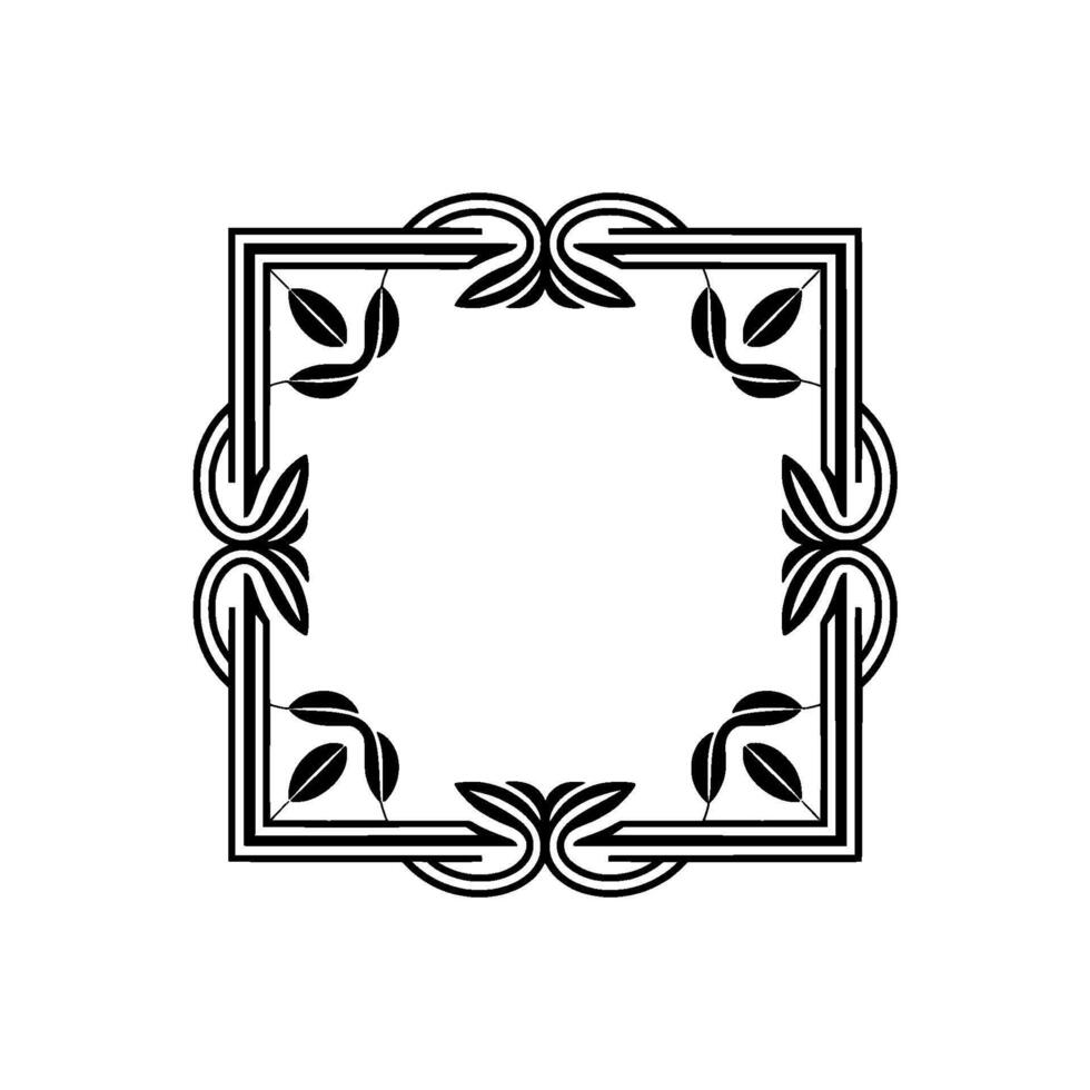 Art Deco Botanical Frame, Elegant Border, Floral vector