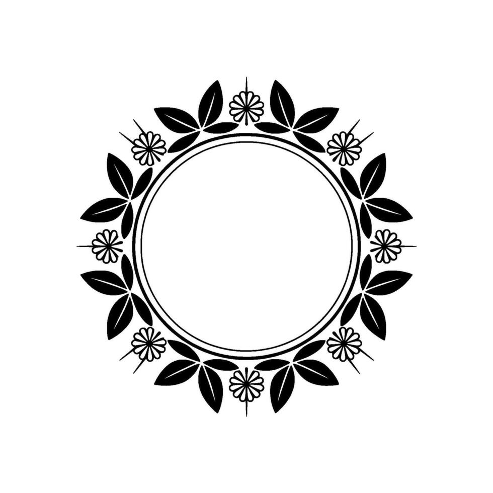 Elegant Botanical Circle Frame, Minimalist, Floral vector