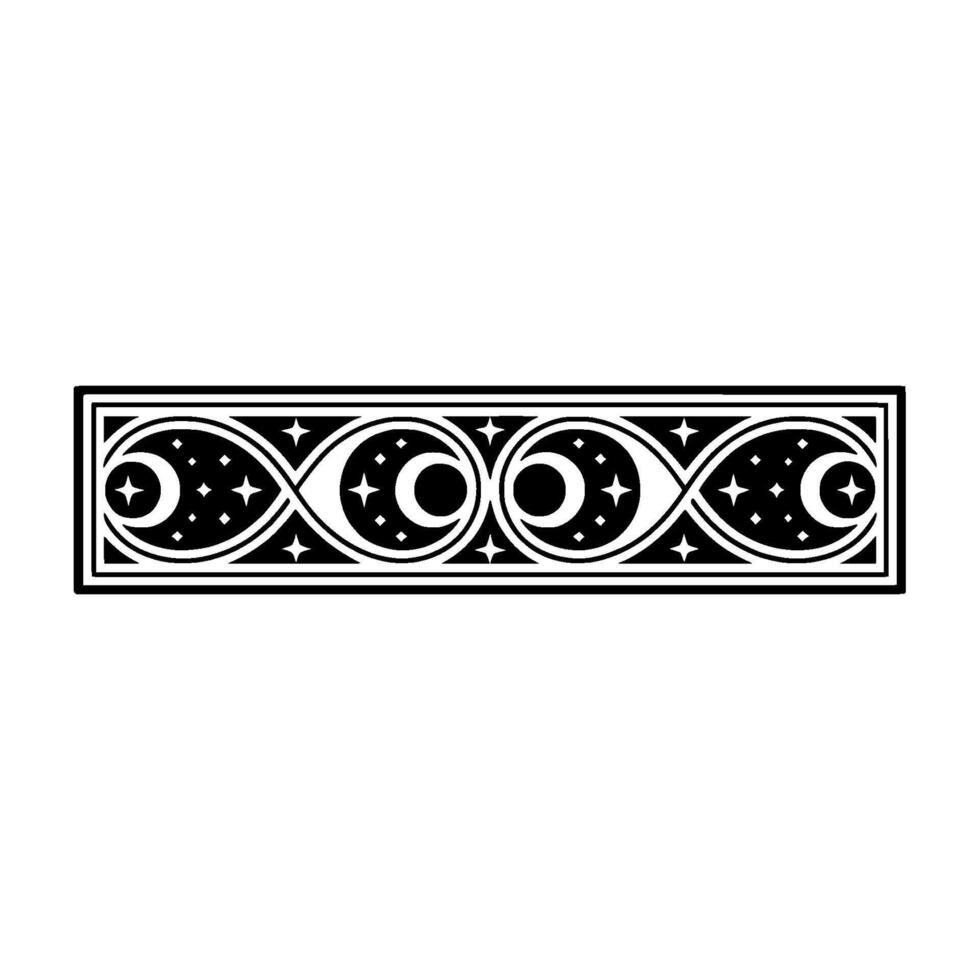 Ornate Celestial Border, Vintage vector