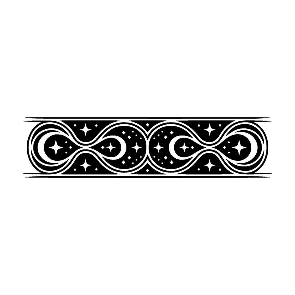 Intricate Black White Celestial Border vector