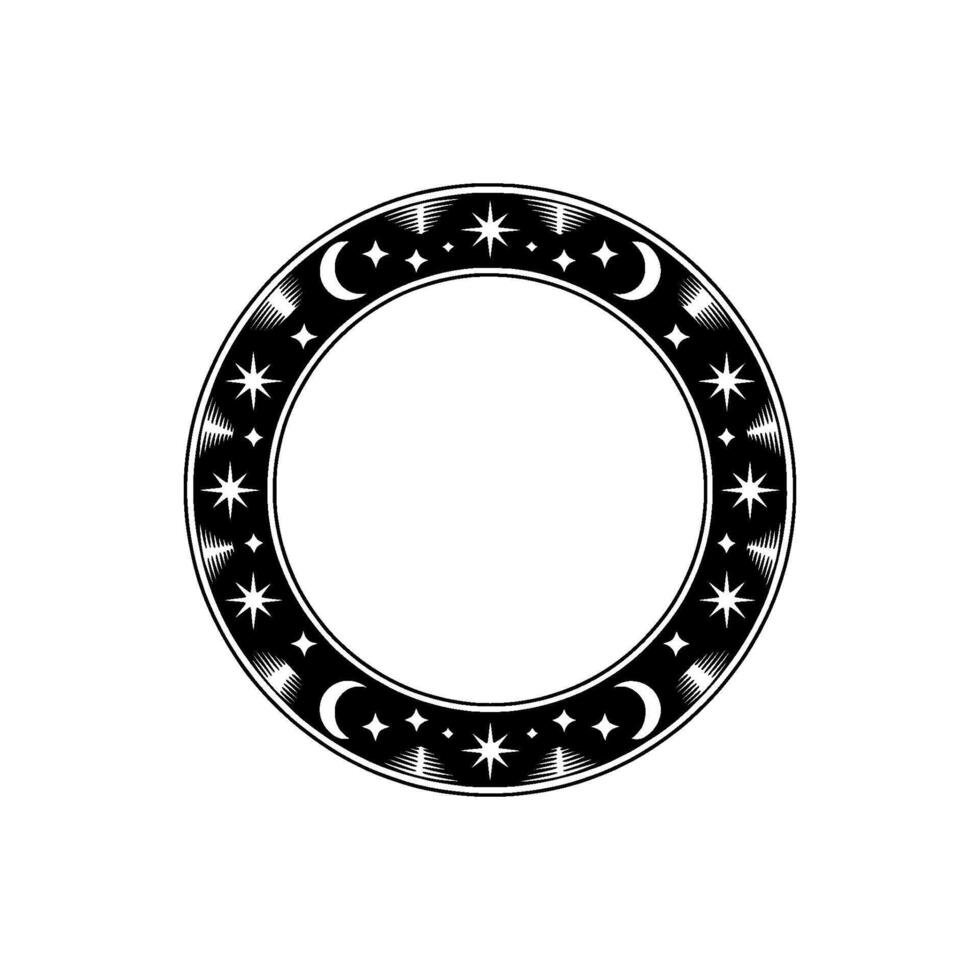 Celestial Circle Vintage Moon Star Ornament vector