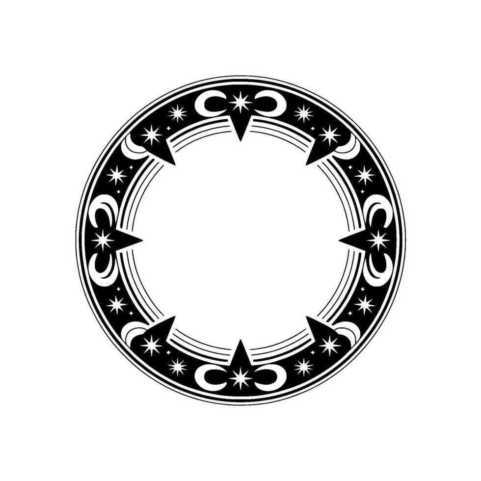 Celestial Circle Geometric Ornament, Mystical vector