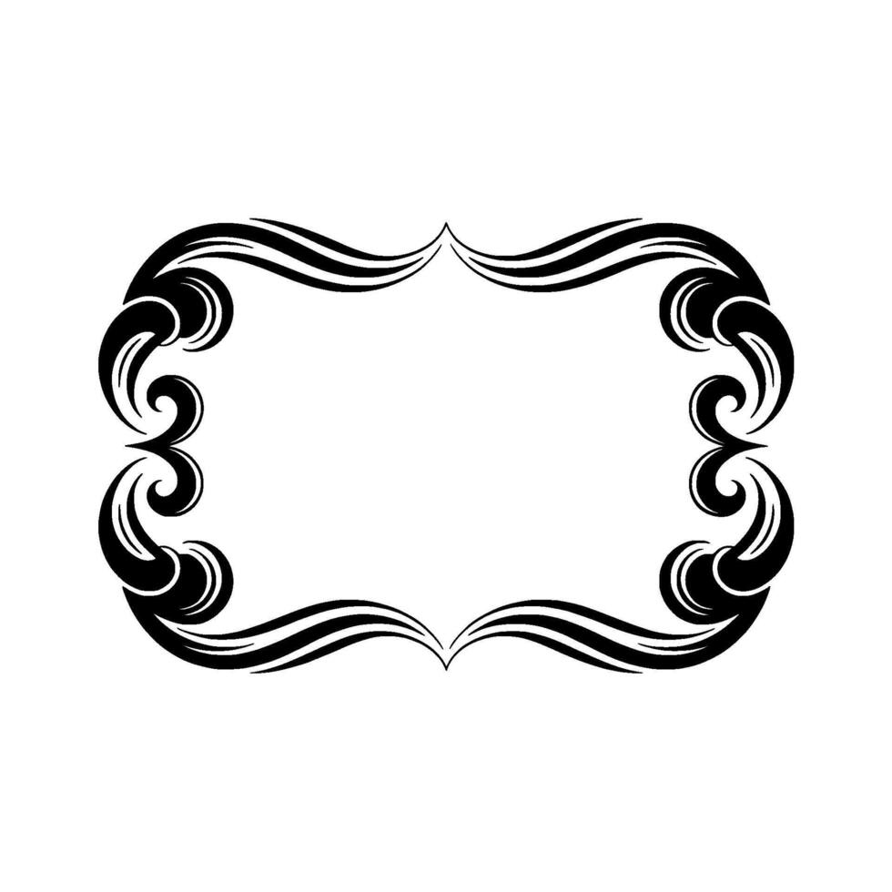 Elegant Black Ornamental Frame, Minimalist, Swirls vector