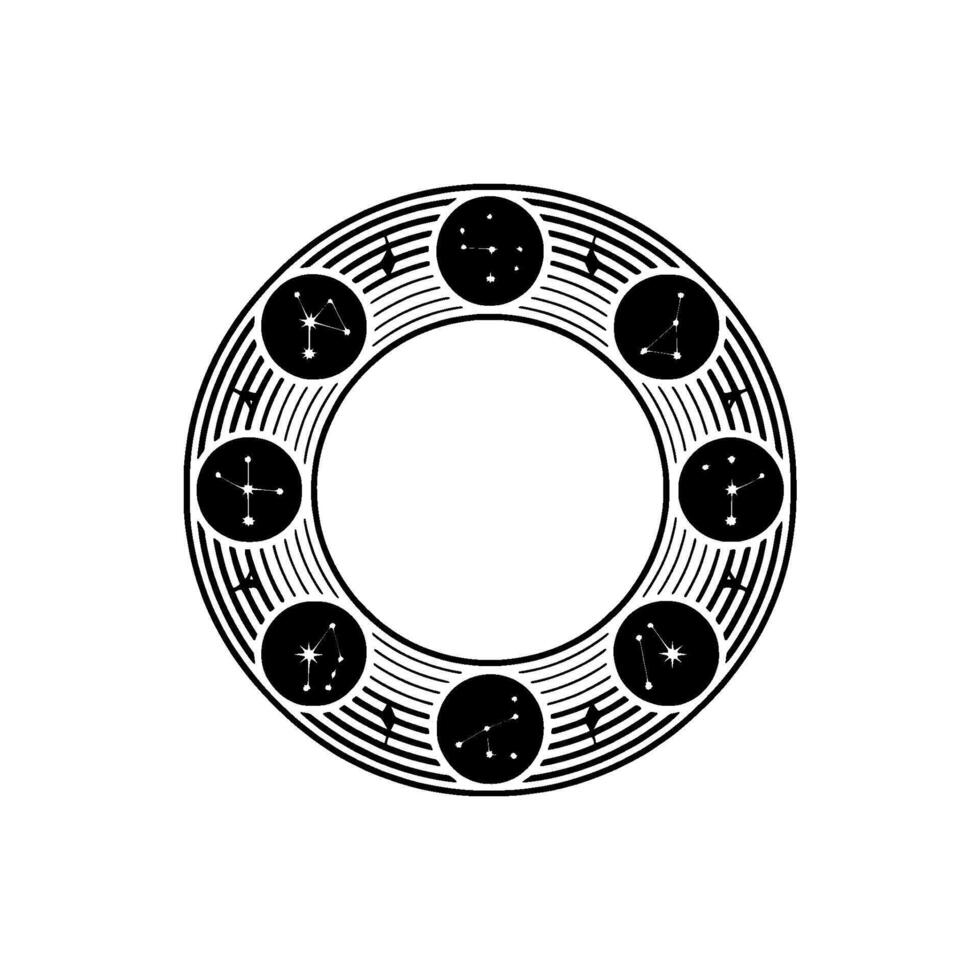 Celestial Circle Abstract Zodiac Constellations vector