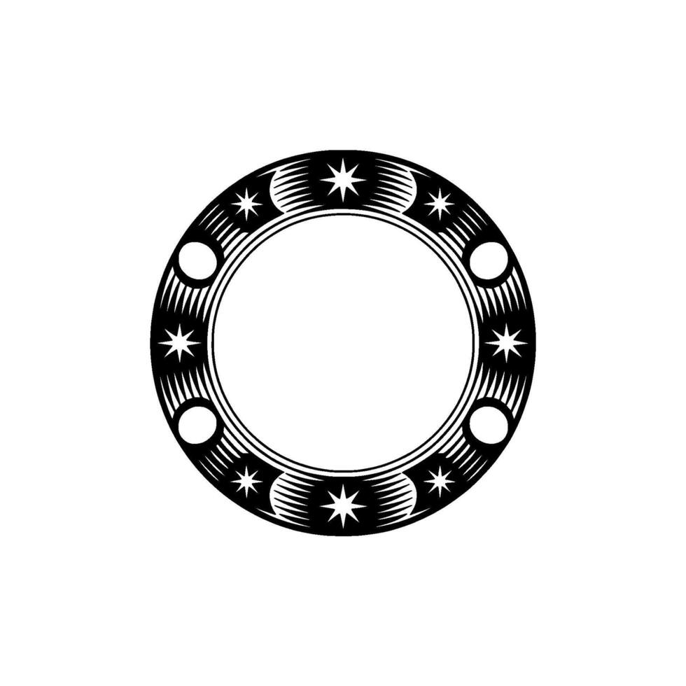 Celestial Cycle Emblem, Vintage Moon Star vector