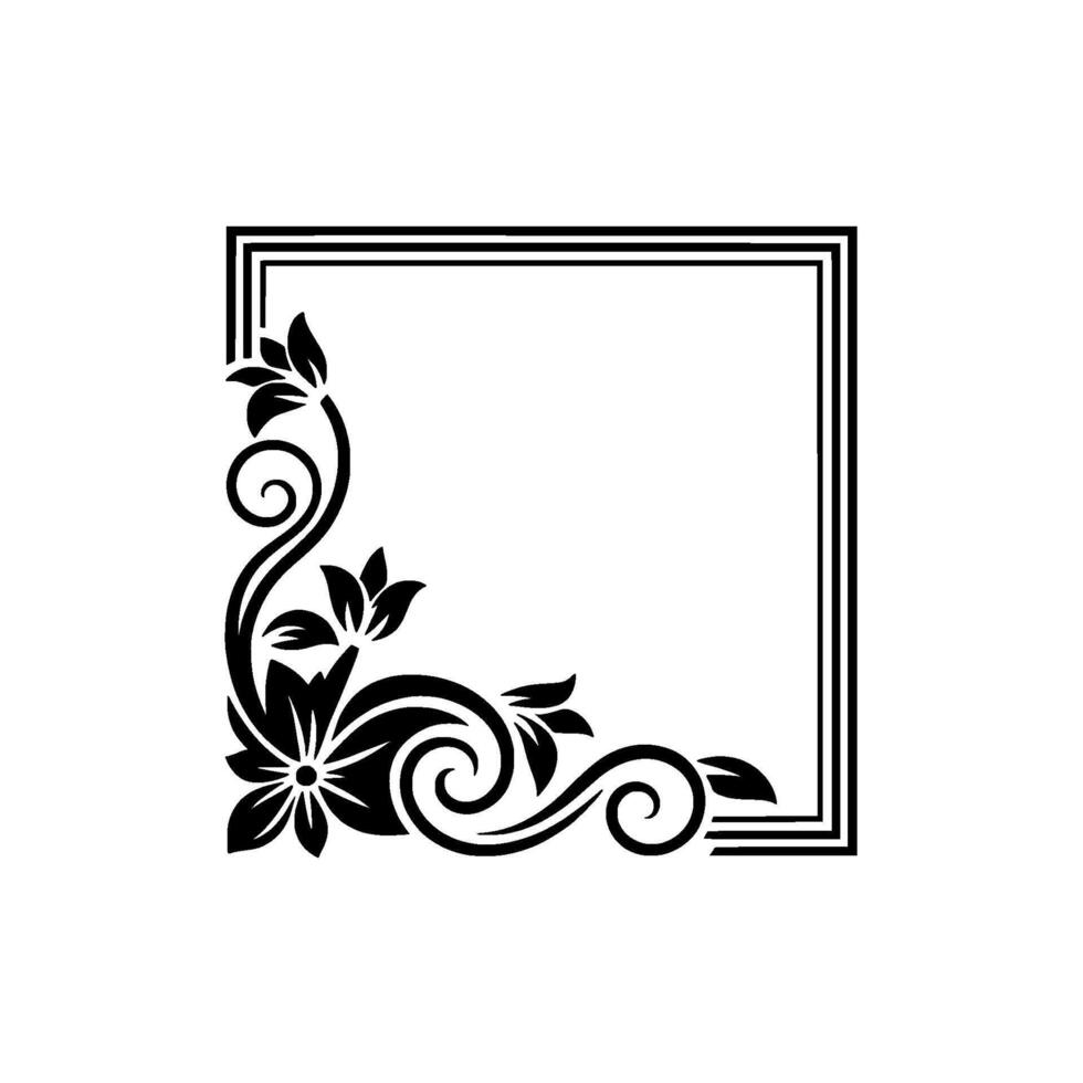 Elegant Floral Corner Frame, Vintage vector