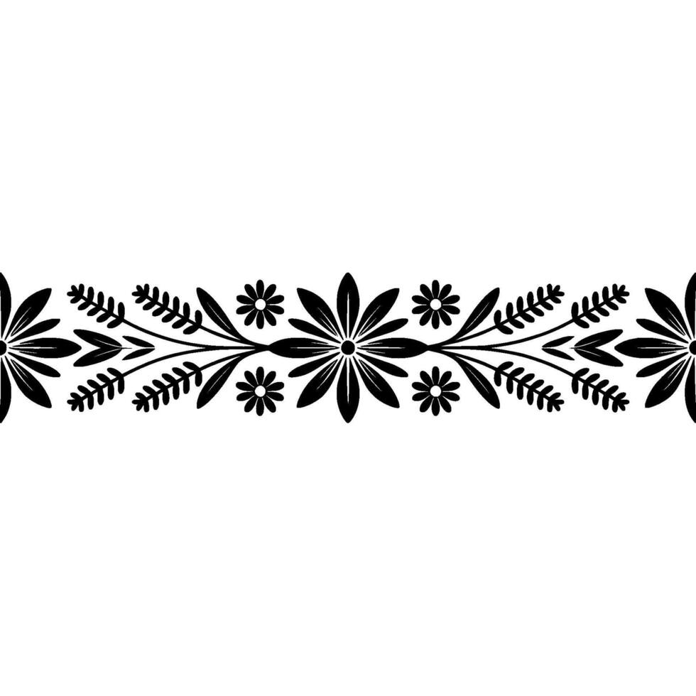 Elegant Floral Border, Vintage Style, Decorative Element, Textile vector