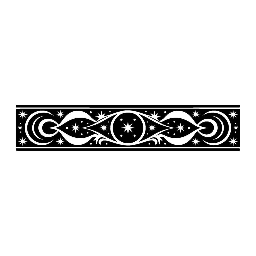 Celestial Border Stylized Star and Crescent Ornament vector