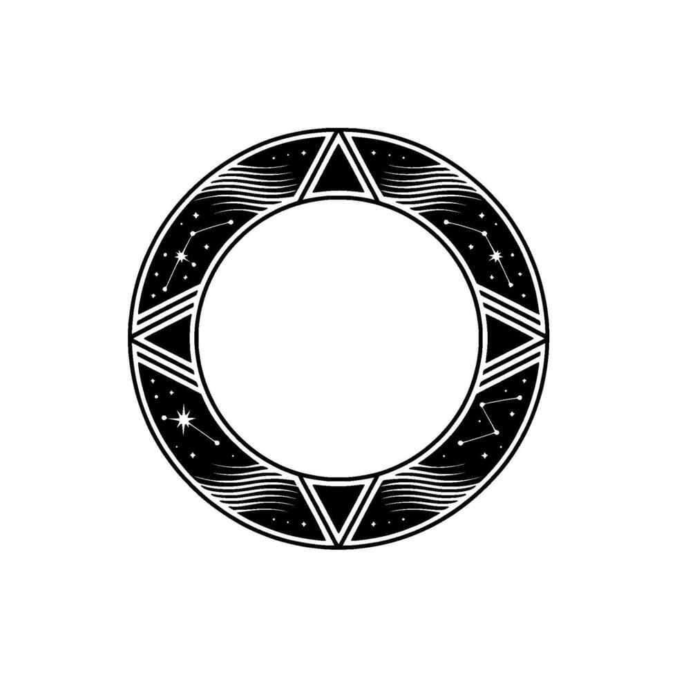 Celestial Circle Starry Geometric Emblem vector