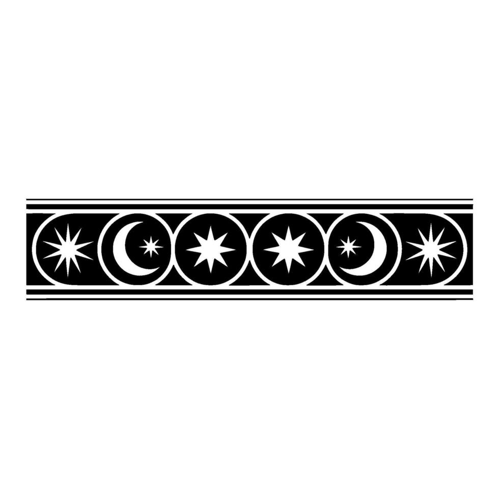 Celestial Border Stylized Moon Star Motif, Stars vector