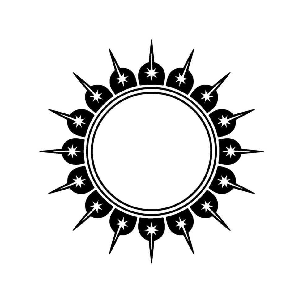 Celestial Circle Minimalist Starburst Emblem - Geometric vector