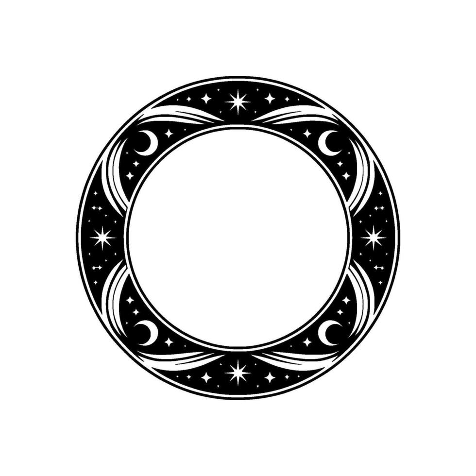 Celestial Circle Vintage Moon Star Ornament, Stars vector