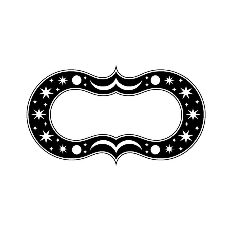 Celestial Ribbon Frame, Vintage Style, Starry Ornament vector